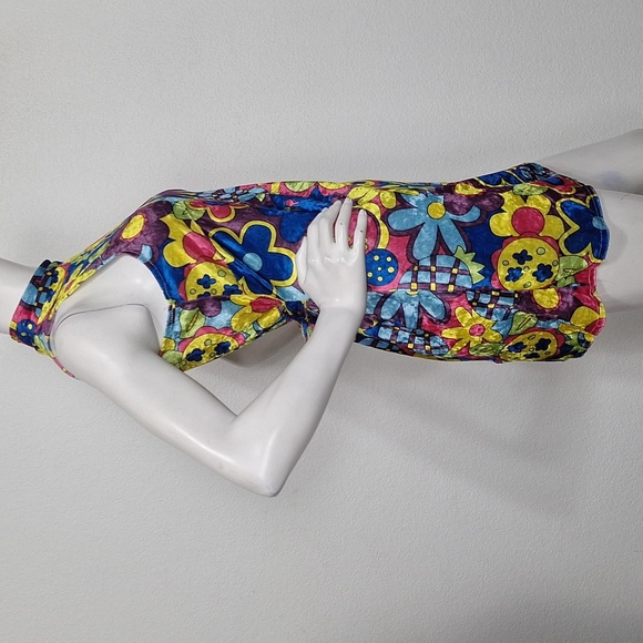 Forum Colorful Velvet Hippie Floral Colorful Retro Y2K Go-Go Mini Dress Size O/S - Picture 8 of 12